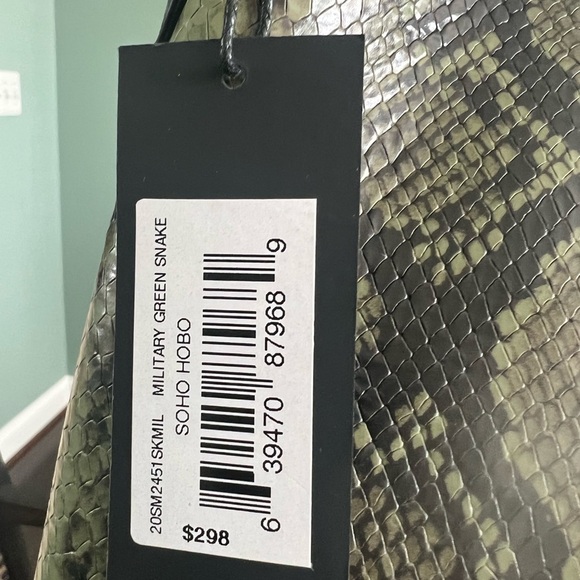 NWT Botkier Woman's Soho Medium Leather Hobo Bag Military Green Snake - Picture 9 of 9